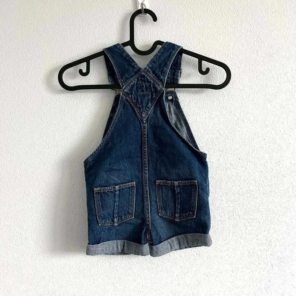 Baby Gap Blue Denim Cuffed Hem Jumpsuit Overalls 18-24 Mo Retro Americana Relax